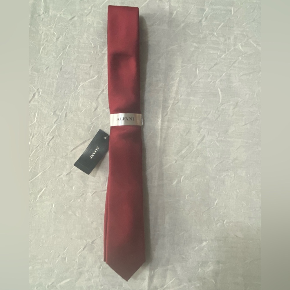 Alfani Solid Texture Burgundy Slim Profile Tie